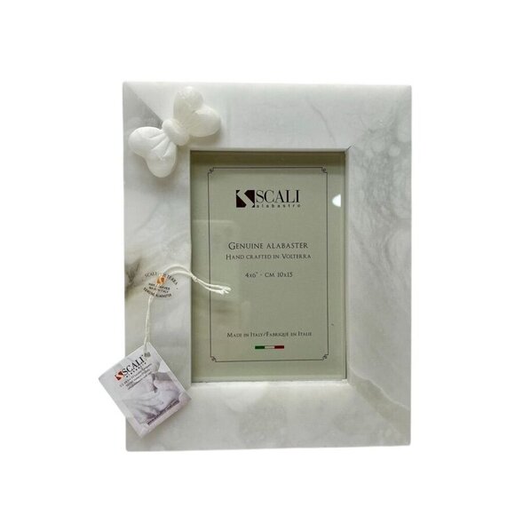 Scali Alabastro 4x6 Genuine Alabaster Frame Bow Accent Italian Handcrafted NWOB - Picture 2 of 9